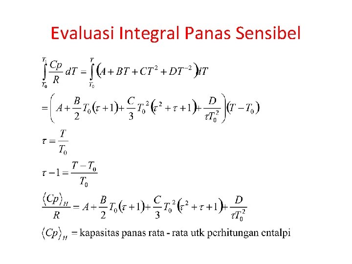 Evaluasi Integral Panas Sensibel 