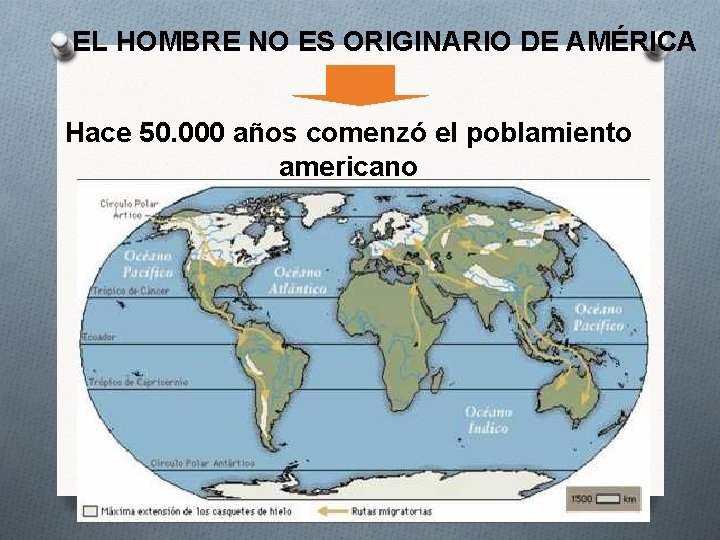 EL HOMBRE NO ES ORIGINARIO DE AMÉRICA Hace 50. 000 años comenzó el poblamiento