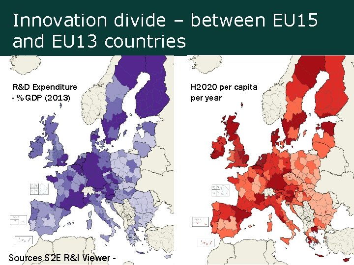 Innovation divide – between EU 15 and EU 13 countries R&D Expenditure - %