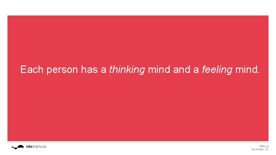 Each person has a thinking mind a feeling mind. Slide 14 december 21 