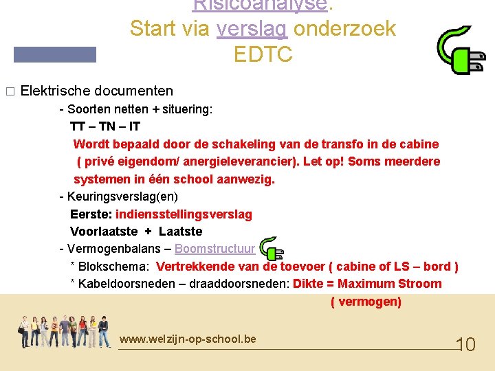 Risicoanalyse: Start via verslag onderzoek EDTC � Elektrische documenten - Soorten netten + situering: