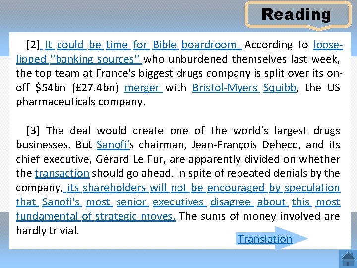 Reading [2] It could be time for Bible boardroom. According to looselipped ''banking sources''