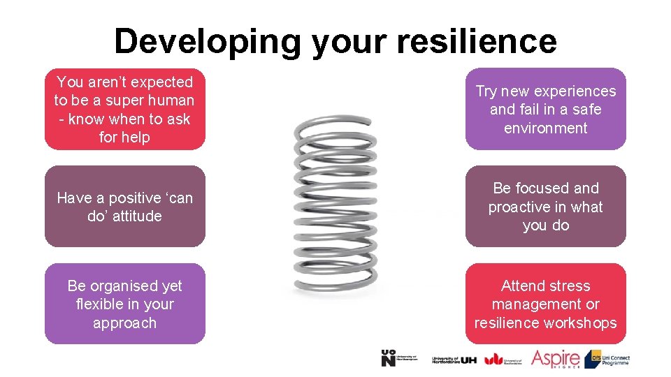 Developing your resilience You aren’t expected to be a super human - know when