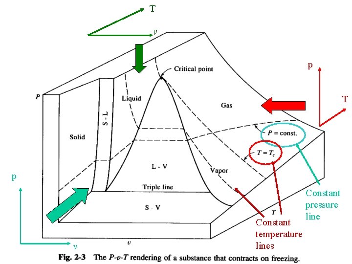 T v p T p v Constant temperature lines Constant pressure line 