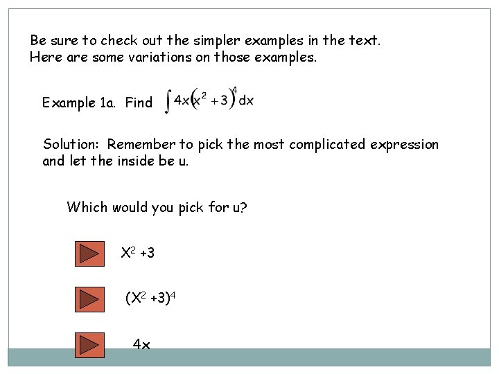 Be sure to check out the simpler examples in the text. Here are some