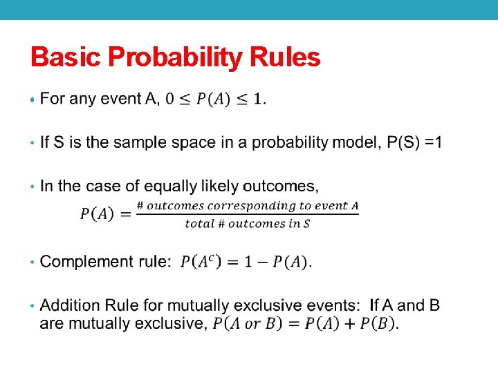 Basic Probability Rules • 
