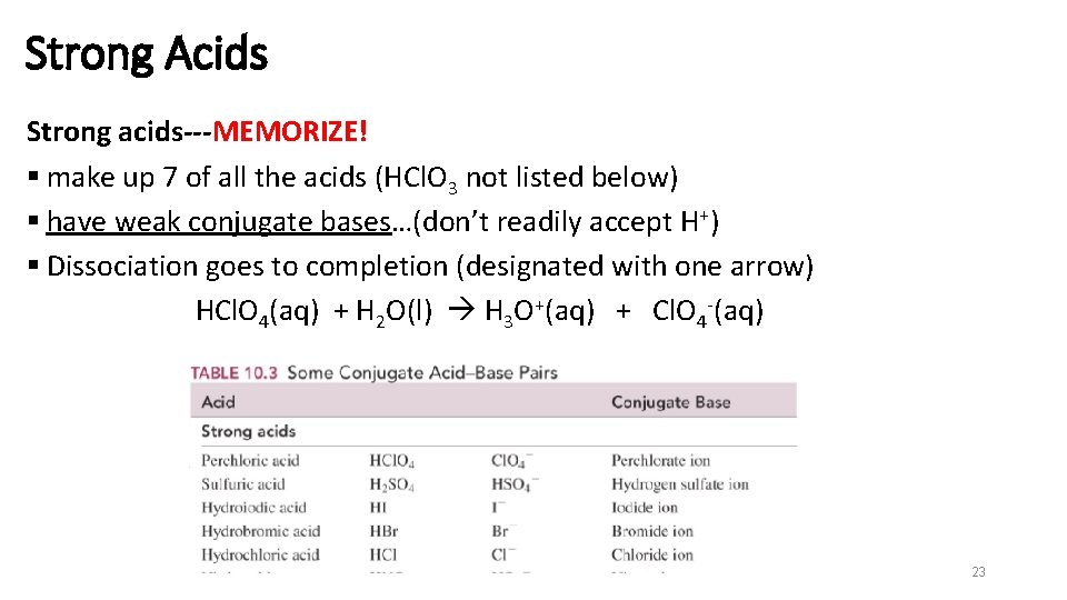 Strong Acids Strong acids---MEMORIZE! § make up 7 of all the acids (HCl. O