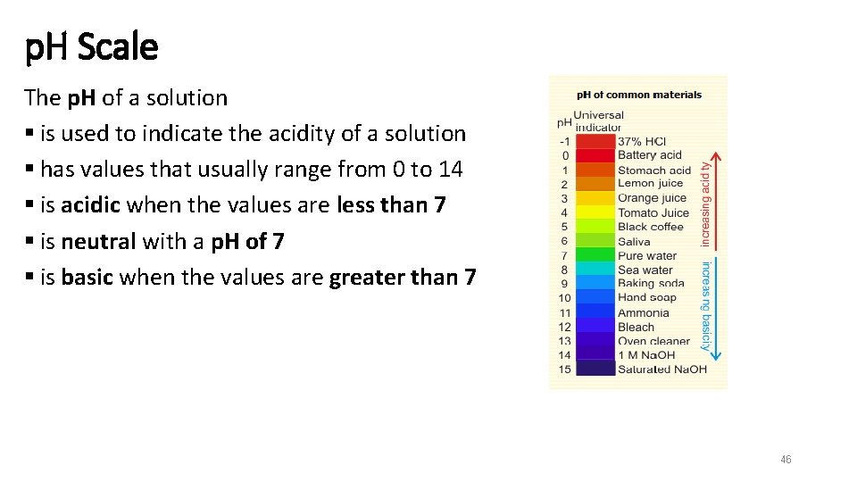 p. H Scale The p. H of a solution § is used to indicate