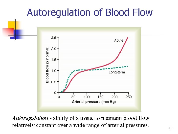 Autoregulation of Blood Flow Autoregulation ability of a tissue to maintain blood flow relatively