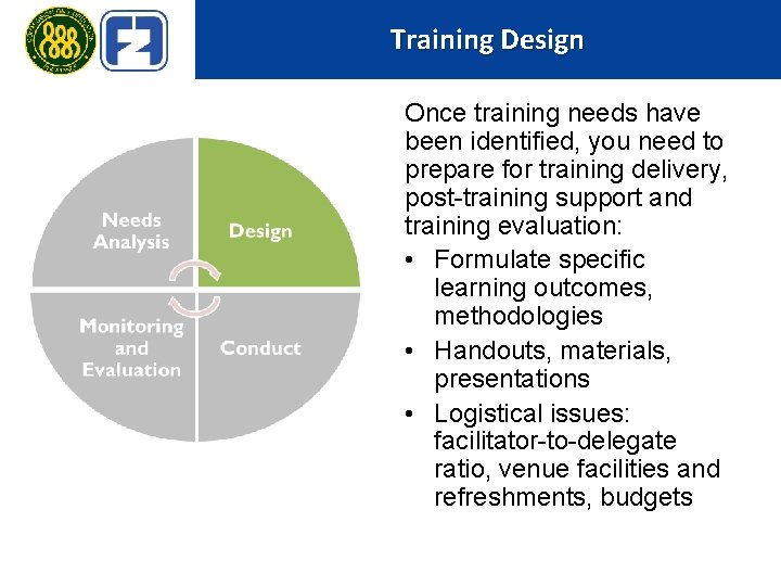 Training Design Once training needs have been identified, you need to prepare for training
