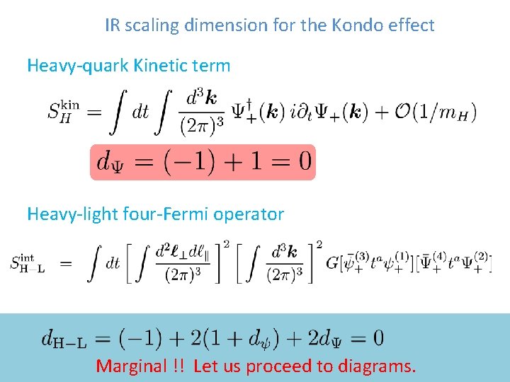 IR scaling dimension for the Kondo effect Heavy-quark Kinetic term Heavy-light four-Fermi operator Marginal