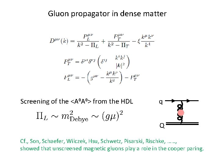 Gluon propagator in dense matter Screening of the <A 0 A 0> from the