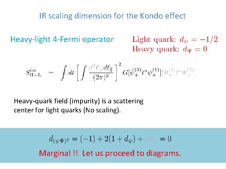 IR scaling dimension for the Kondo effect Heavy-light 4 -Fermi operator Heavy-quark field (impurity)