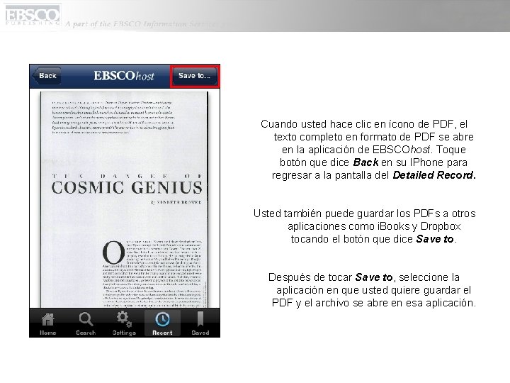 Cuando usted hace clic en ícono de PDF, el texto completo en formato de