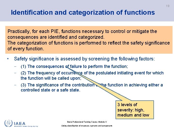 19 Identification and categorization of functions Practically, for each PIE, functions necessary to control 19 Identification and categorization of functions Practically, for each PIE, functions necessary to control