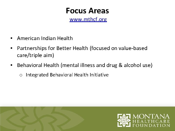 Focus Areas Title www. mthcf. org • Title Page Content • American Indian Health