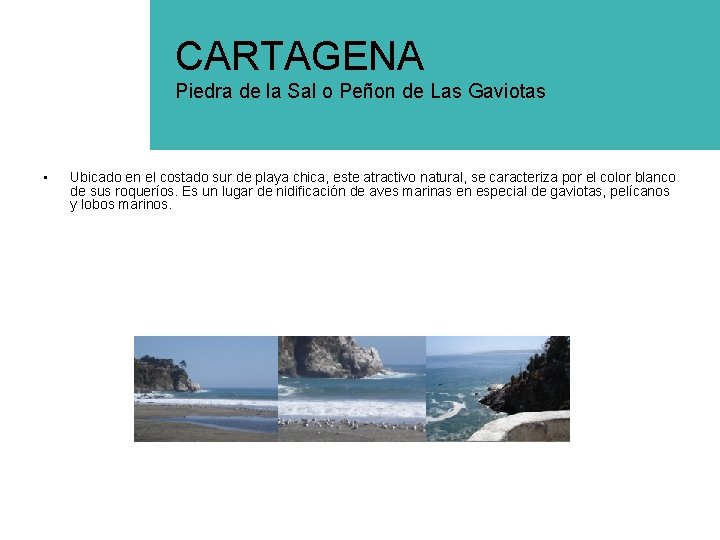 CARTAGENA Piedra de la Sal o Peñon de Las Gaviotas • Ubicado en el