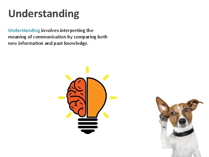 Understanding involves interpreting the meaning of communication by comparing both new information and past