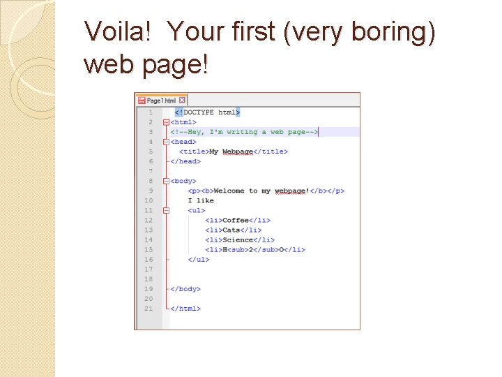 Voila! Your first (very boring) web page! 