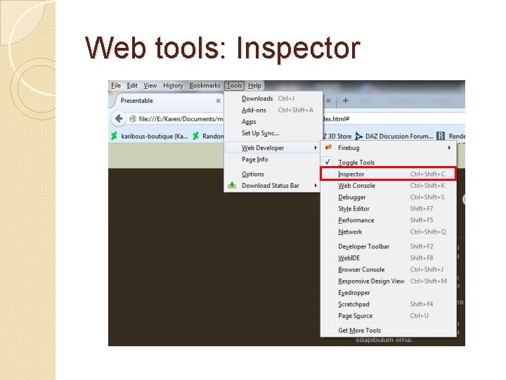 Web tools: Inspector 