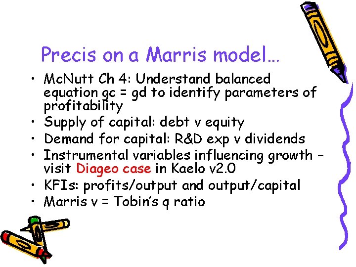 Precis on a Marris model… • Mc. Nutt Ch 4: Understand balanced equation gc