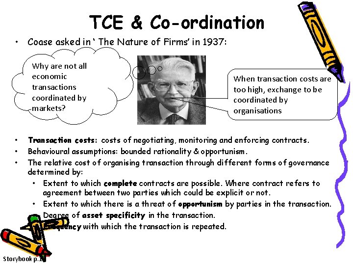 TCE & Co-ordination • Coase asked in ‘ The Nature of Firms’ in 1937: