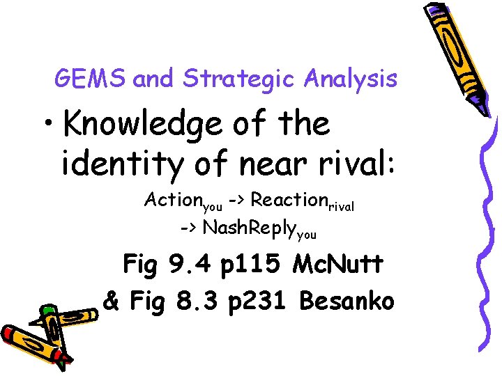 GEMS and Strategic Analysis • Knowledge of the identity of near rival: Actionyou ->