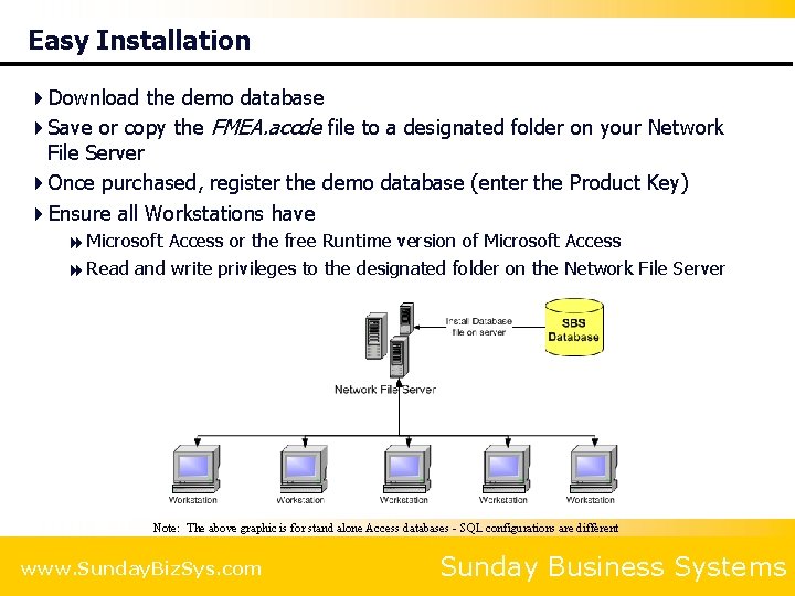 Easy Installation 4 Download the demo database 4 Save or copy the FMEA. accde