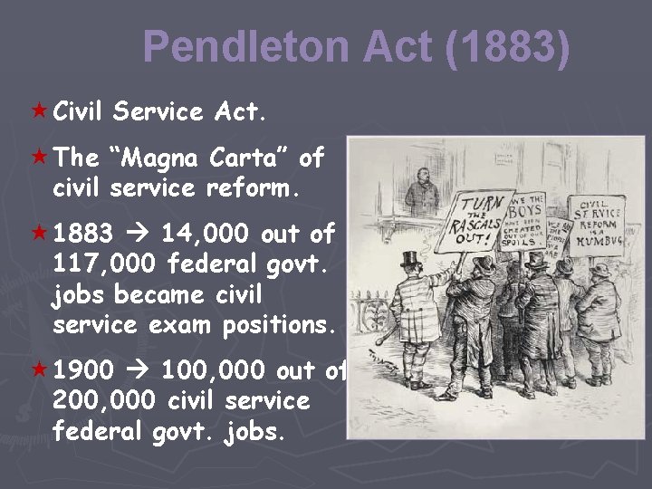 Pendleton Act (1883) « Civil Service Act. « The “Magna Carta” of civil service