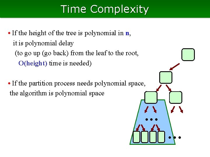Time Complexity • If the height of the tree is polynomial in n, it