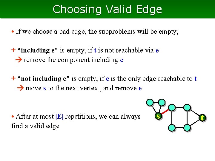 Choosing Valid Edge • If we choose a bad edge, the subproblems will be