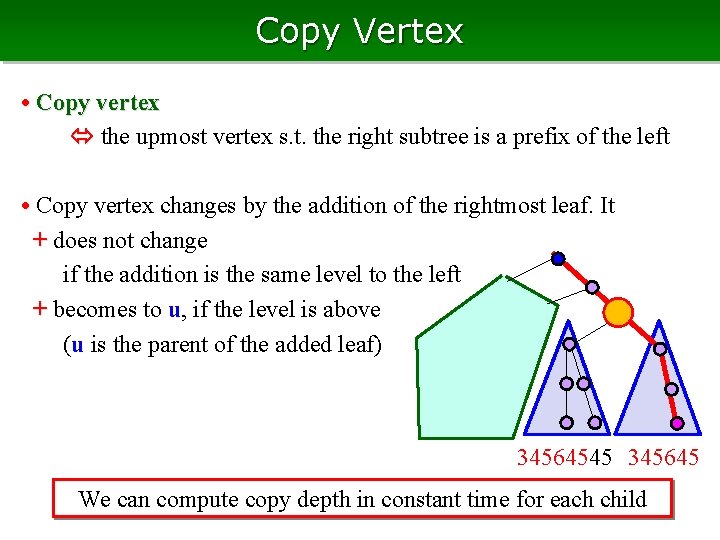 Copy Vertex • Copy vertex the upmost vertex s. t. the right subtree is