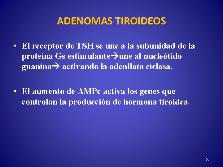 ADENOMAS TIROIDEOS • El receptor de TSH se une a la subunidad de la