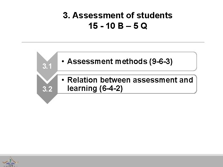 3. Assessment of students 15 - 10 B – 5 Q 3. 1 3.