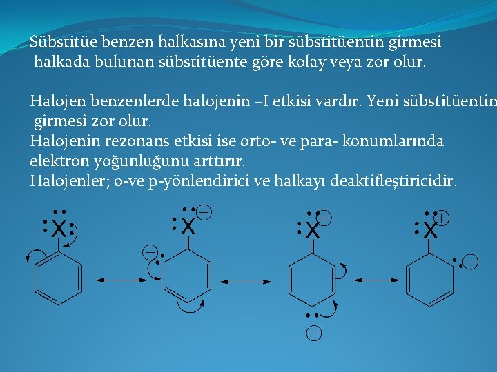 Sübstitüe benzen halkasına yeni bir sübstitüentin girmesi halkada bulunan sübstitüente göre kolay veya zor