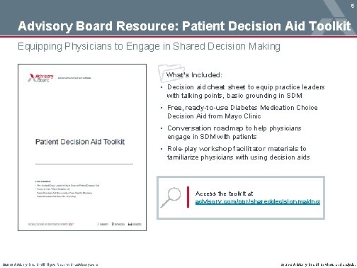 6 Advisory Board Resource: Patient Decision Aid Toolkit Equipping Physicians to Engage in Shared