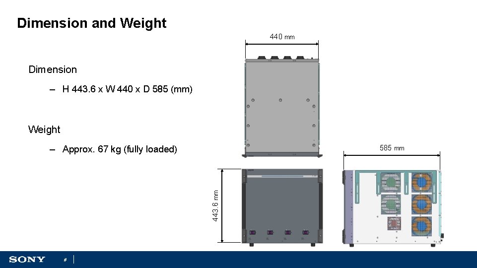 Dimension and Weight 440 mm Dimension – H 443. 6 x W 440 x