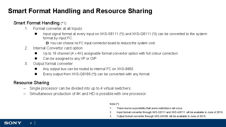 Smart Format Handling and Resource Sharing Smart Format Handling (*1) 1. Format converter at