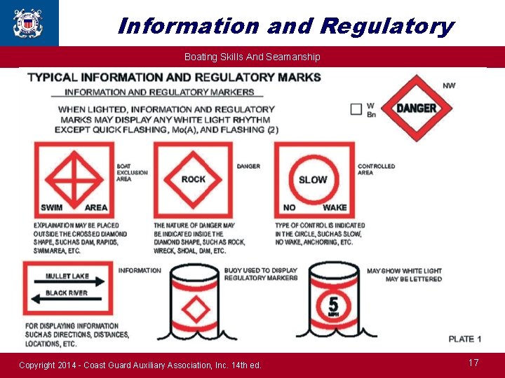 Information and Regulatory Boating Skills And Seamanship Copyright 2014 - Coast Guard Auxiliary Association,