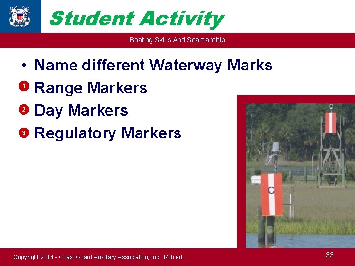 Student Activity Boating Skills And Seamanship • • 1 2 3 Name different Waterway