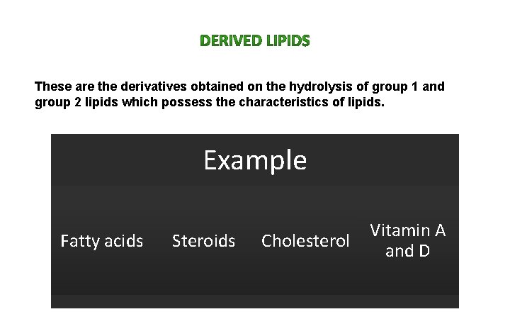 These are the derivatives obtained on the hydrolysis of group 1 and group 2