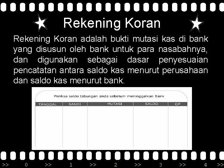 Rekening Koran adalah bukti mutasi kas di bank yang disusun oleh bank untuk para