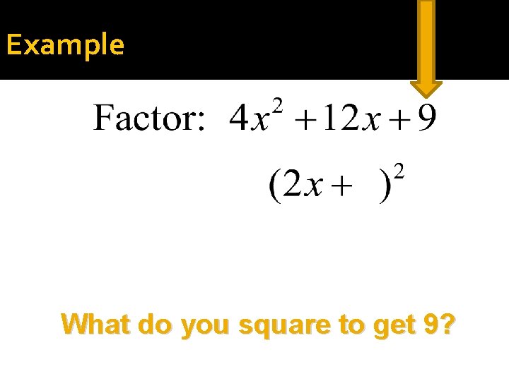 Example What do you square to get 9? 