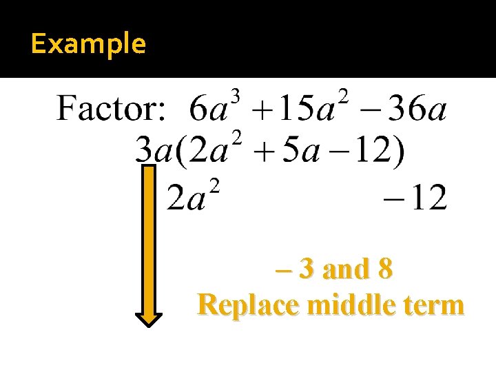 Example – 3 and 8 Replace middle term 