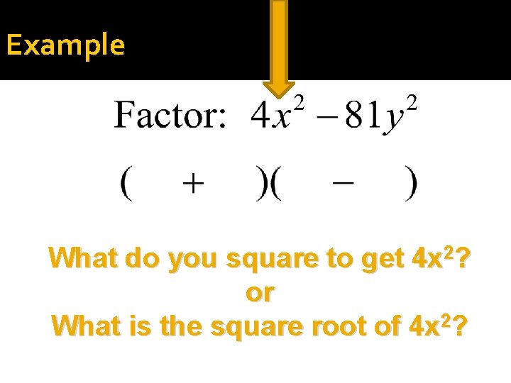 Example What do you square to get 4 x 2? or What is the