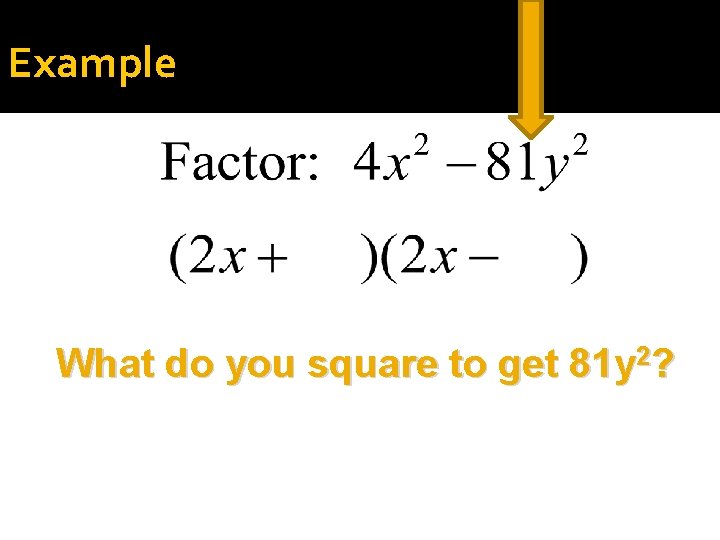 Example What do you square to get 81 y 2? 