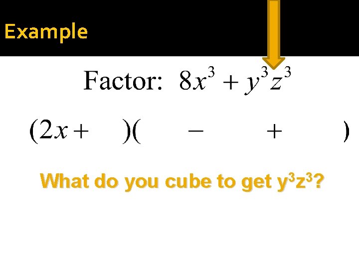 Example What do you cube to get y 3 z 3? 