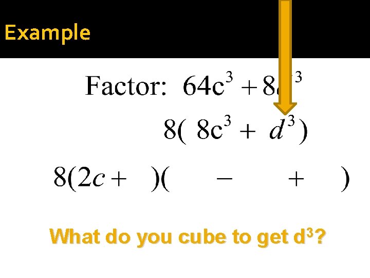 Example What do you cube to get d 3? 