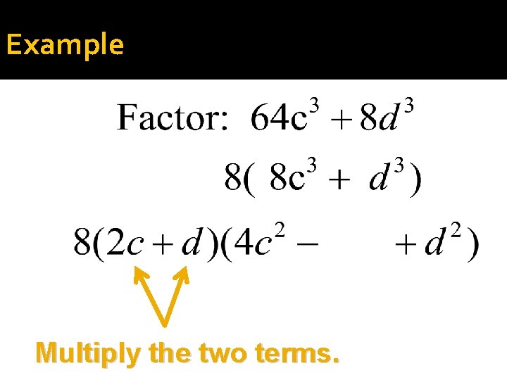 Example Multiply the two terms. 