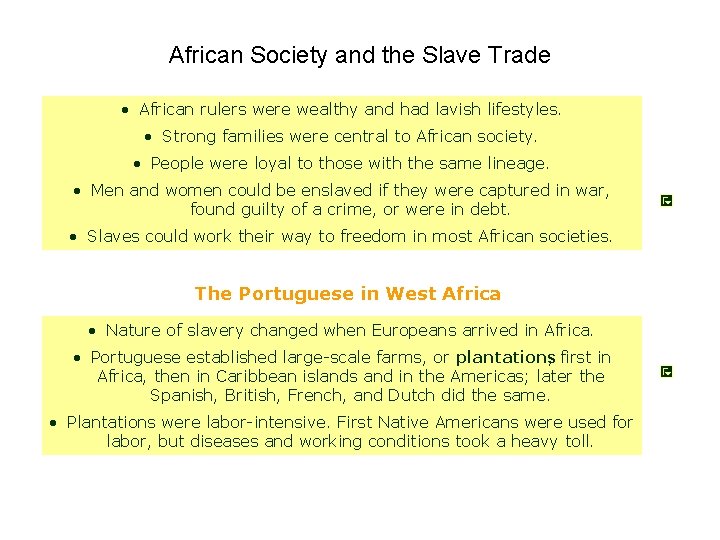 African Society and the Slave Trade • African rulers were wealthy and had lavish